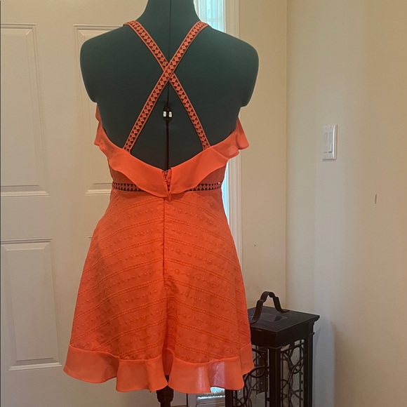 bebe Orange Ruffle Mini Dress - Picture 2 of 3
